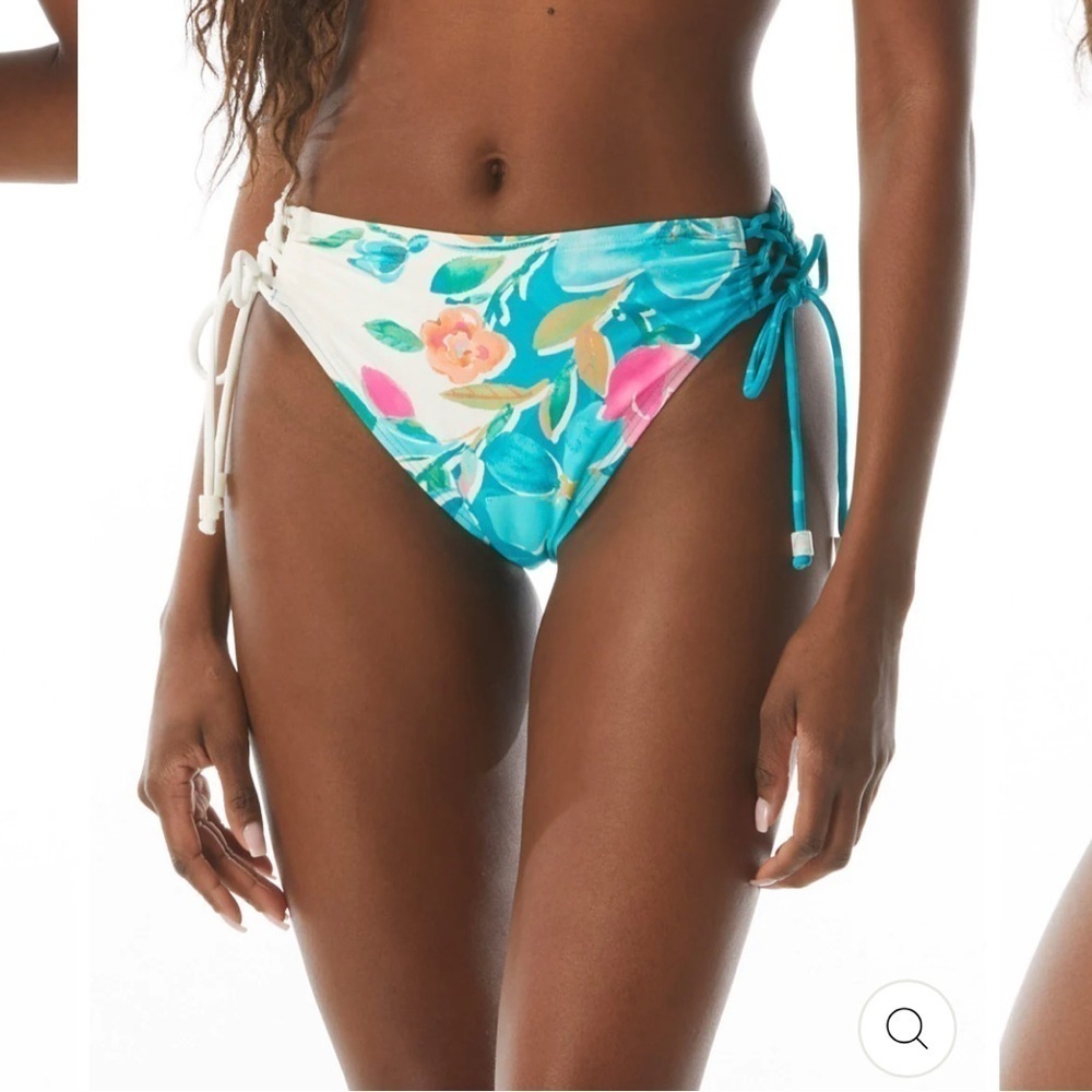 CARMEN MARC VALVO FLORA GARDEN RUCHED BIKINI BOTTOM M